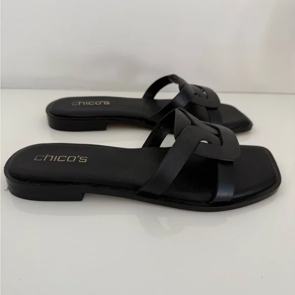 Chico's Ilaria Black Slide Sandals Size 7 - Picture 2 of 7